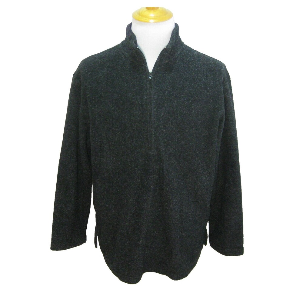 MARSH LANDING Men's (Size Large) Solid Black 1/4 Zip Fleece Sweater Sweatshirt